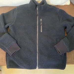 Alex Mill Navy Blue Deep Pile Full Zip Shaggy Fleece Mid Layer Jacket Medium